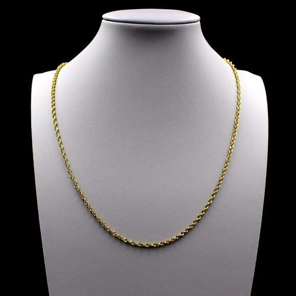 JewelzKing Jewelry - 10K Yellow Gold 2mm Rope Chain Necklace 18" inch